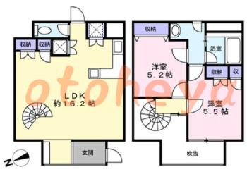 楽器ピアノ可相談 の 賃貸物件 2LDK 20.8万円の図面１