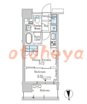 楽器ピアノ可相談 の 賃貸物件 1DK 13万円の図面１