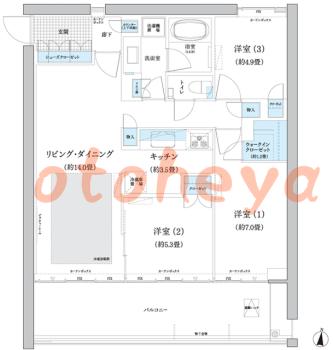 楽器ピアノ可相談 の 賃貸物件 3LDK 31.2万円の図面１