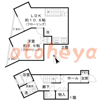 楽器ピアノ可相談 の 賃貸物件 1LDK 15.2万円の図面１