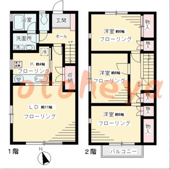 楽器ピアノ可相談 の 賃貸物件 3LDK 14.9万円の図面１