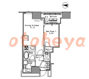 楽器ピアノ可相談 の 賃貸物件 1LDK 20.8万円の図面１