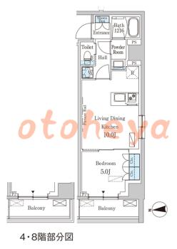 楽器ピアノ可相談 の 賃貸物件 1LDK 19.8万円の図面１
