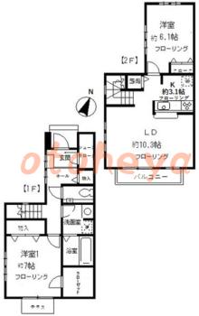 楽器ピアノ可相談 の 賃貸物件 2LDK 21.5万円の図面１