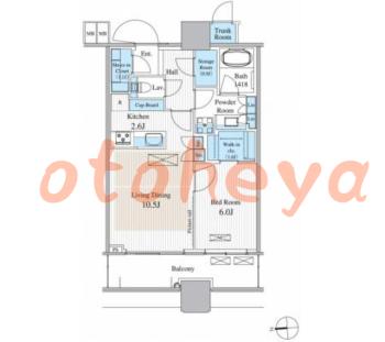 楽器ピアノ可相談 の 賃貸物件 1LDK 32.4万円の図面１