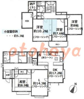 楽器ピアノ可相談 の 賃貸物件 4SLDK 19.8万円の図面１
