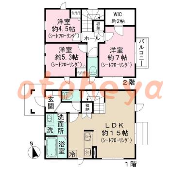 楽器ピアノ可相談 の 賃貸物件 3LDK 24.5万円の図面１