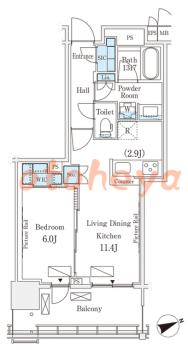 楽器ピアノ可相談 の 賃貸物件 1LDK 24.5万円の図面1