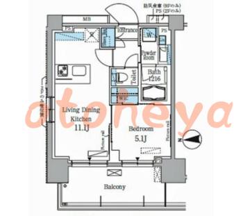 楽器ピアノ可相談 の 賃貸物件 1LDK 19.8万円の図面１