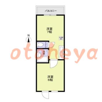 楽器ピアノ可相談 の 賃貸物件 1DK 8.5万円の図面１
