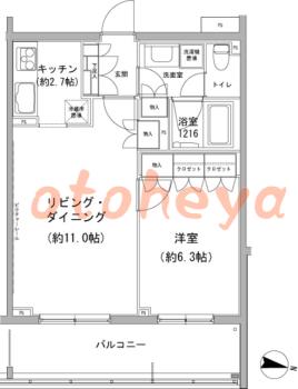 楽器ピアノ可相談 の 賃貸物件 1LDK 15.8万円の図面１