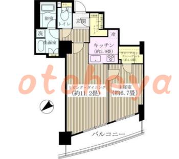 楽器ピアノ可相談 の 賃貸物件 1LDK 17.9万円の図面１