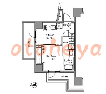 楽器ピアノ可相談 の 賃貸物件 1DK 11.5万円の図面１
