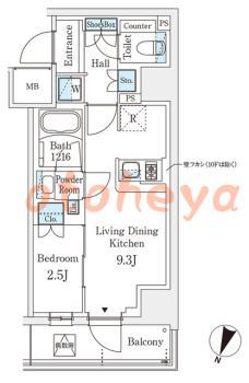楽器ピアノ可相談 の 賃貸物件 1LDK 12.2万円の図面１
