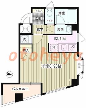 楽器ピアノ可相談 の 賃貸物件 1K 8.5万円の図面１