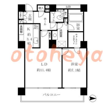 楽器ピアノ可相談 の 賃貸物件 1LDK 23.9万円の図面１