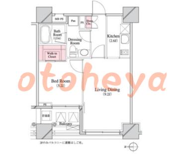 楽器ピアノ可相談 の 賃貸物件 1LDK 18.9万円の図面１