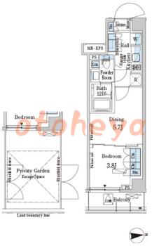 楽器ピアノ可相談 の 賃貸物件 1DK 15万円の図面１