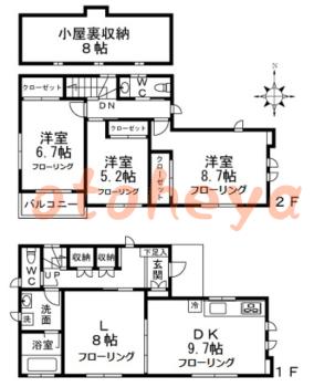楽器ピアノ可相談 の 賃貸物件 3LDK 21万円の図面１