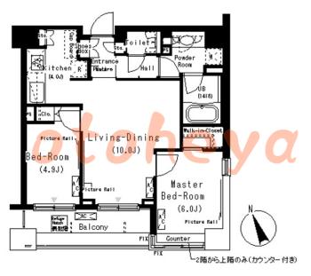 楽器ピアノ可相談 の 賃貸物件 2LDK 30万円の図面１