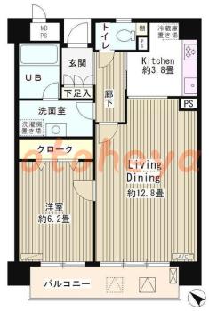 楽器ピアノ可相談 の 賃貸物件 1LDK 22.3万円の図面１