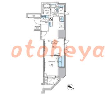 楽器ピアノ可相談 の 賃貸物件 1LDK 19万円の図面１