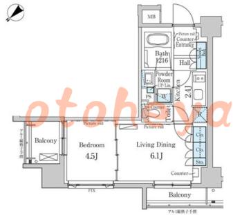 楽器ピアノ可相談 の 賃貸物件 1LDK 15.2万円の図面１