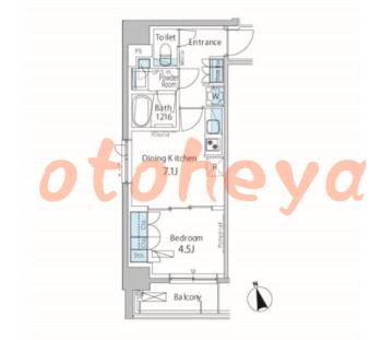 楽器ピアノ可相談 の 賃貸物件 1DK 19.2万円の図面１