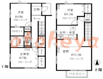 楽器ピアノ可相談 の 賃貸物件 3LDK 27万円の図面１