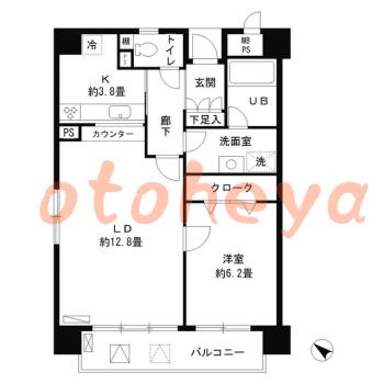 楽器ピアノ可相談 の 賃貸物件 1LDK 22.9万円の図面１