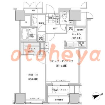楽器ピアノ可相談 の 賃貸物件 1LDK 25.5万円の図面１