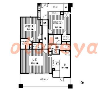 楽器ピアノ可相談 の 賃貸物件 2LDK 12.6万円の図面１