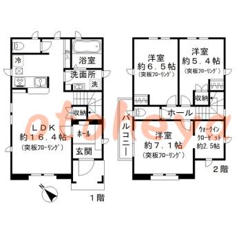 楽器ピアノ可相談 の 賃貸物件 3LDK 16万円の図面１