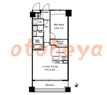 楽器ピアノ可相談 の 賃貸物件 1LDK 13.3万円の図面１