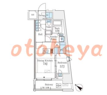 楽器ピアノ可相談 の 賃貸物件 1DK 18.4万円の図面１