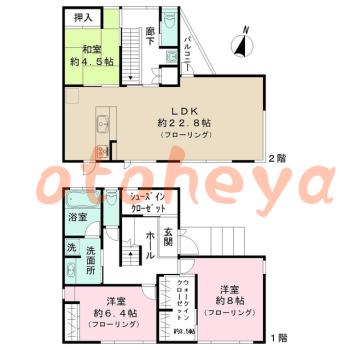 楽器ピアノ可相談 の 賃貸物件 3LDK 42万円の図面１