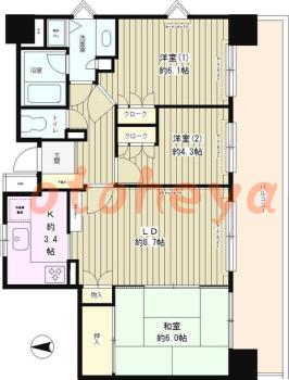 楽器ピアノ可相談 の 賃貸物件 3LDK 19.2万円の図面１
