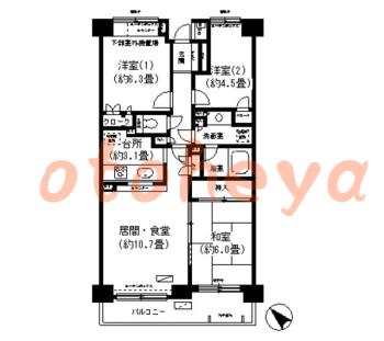 楽器ピアノ可相談 の 賃貸物件 3LDK 17.6万円の図面１