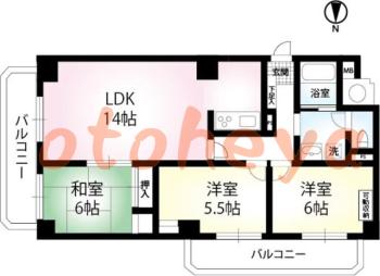 楽器ピアノ可相談 の 賃貸物件 3LDK 19万円の図面１