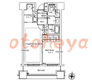 楽器ピアノ可相談 の 賃貸物件 1LDK 20.6万円の図面１