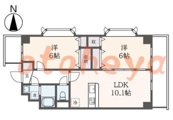 楽器ピアノ可相談 の 賃貸物件 2LDK 12.9万円の図面１