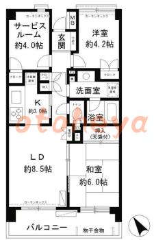 楽器ピアノ可相談 の 賃貸物件 2SLDK 18万円の図面１