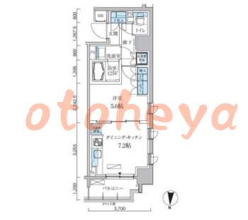 楽器ピアノ可相談 の 賃貸物件 1DK 18万円の図面１