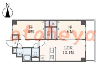 楽器ピアノ可相談 の 賃貸物件 2LDK 12.4万円の図面１