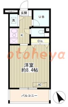 楽器ピアノ可相談 の 賃貸物件 1K 8.4万円の図面１