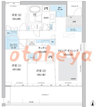 楽器ピアノ可相談 の 賃貸物件 3LDK 32.3万円の図面１