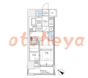 楽器ピアノ可相談 の 賃貸物件 1DK 19万円の図面１