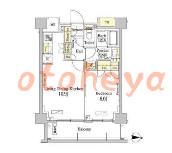 楽器ピアノ可相談 の 賃貸物件 1LDK 16.8万円の図面１