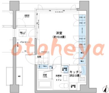 楽器ピアノ可相談 の 賃貸物件 1K 13.4万円の図面１