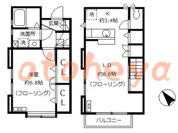楽器ピアノ可相談 の 賃貸物件 1LDK 15.2万円の図面１